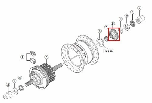 Shimano Konus VR DH-3N30 SSP / DH-3D32 SSP / DH-3D30 Nut / DH-3N20 Nut Links Y-2ZH98050 2 Shimano Konus VR DH-3N30 SSP / DH-3D32 SSP / DH-3D30 Nut / DH-3N20 Nut Links Y-2ZH98050 – Bild 2